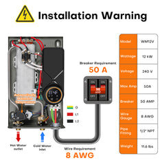 WM12 Plus Smart Tankless Electric Water Heater